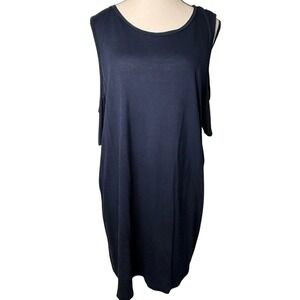 Capsule Sleeveless Navy Blue Cold Shoulder Tee Size 16‎